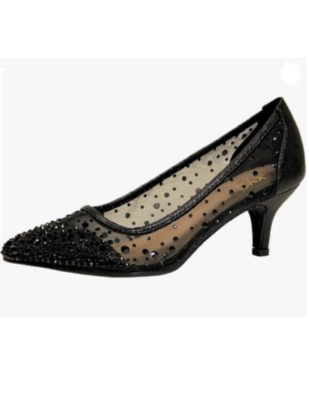 XYD Women's Pointed Closed Toe Slip On Graceful Mesh Pumps with Rhinestone Studs